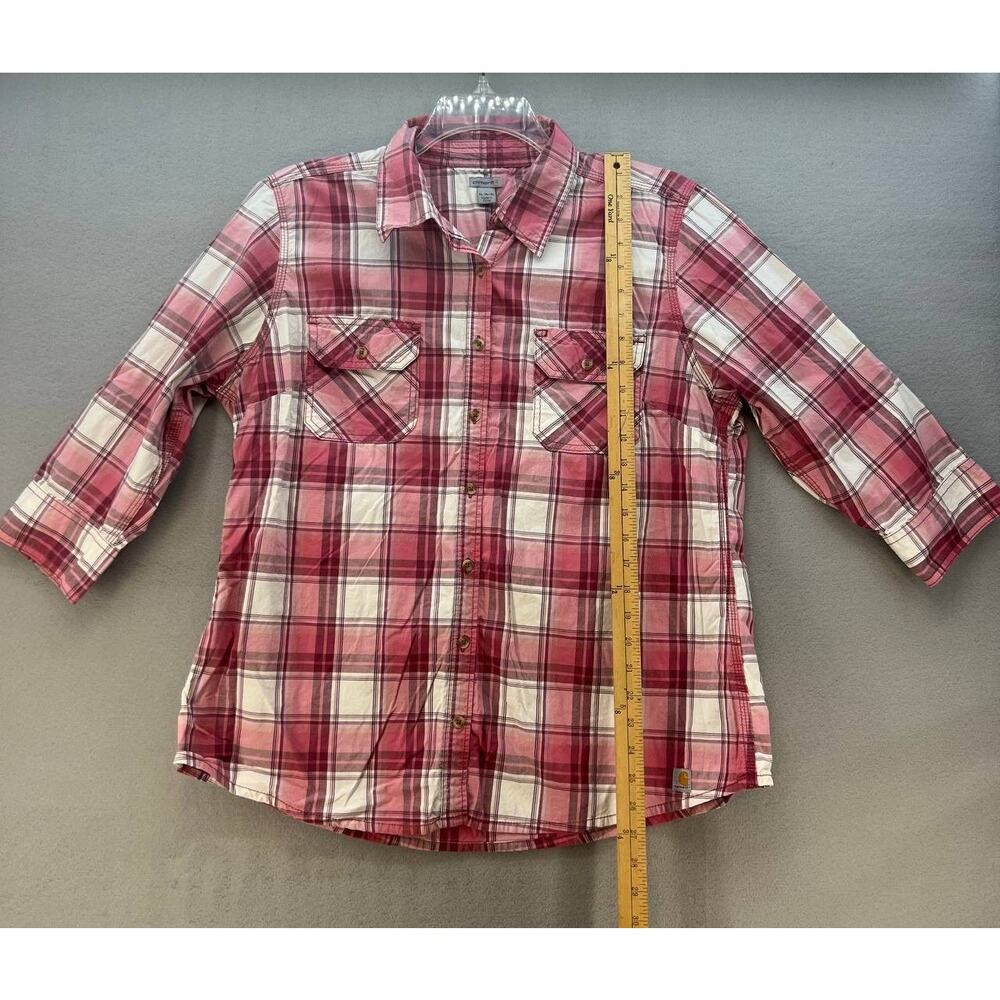 Carhartt Women's Button Up Shirt Size XL Plaid 3/4 Sleeve 101596 - Picture 10 of 12
